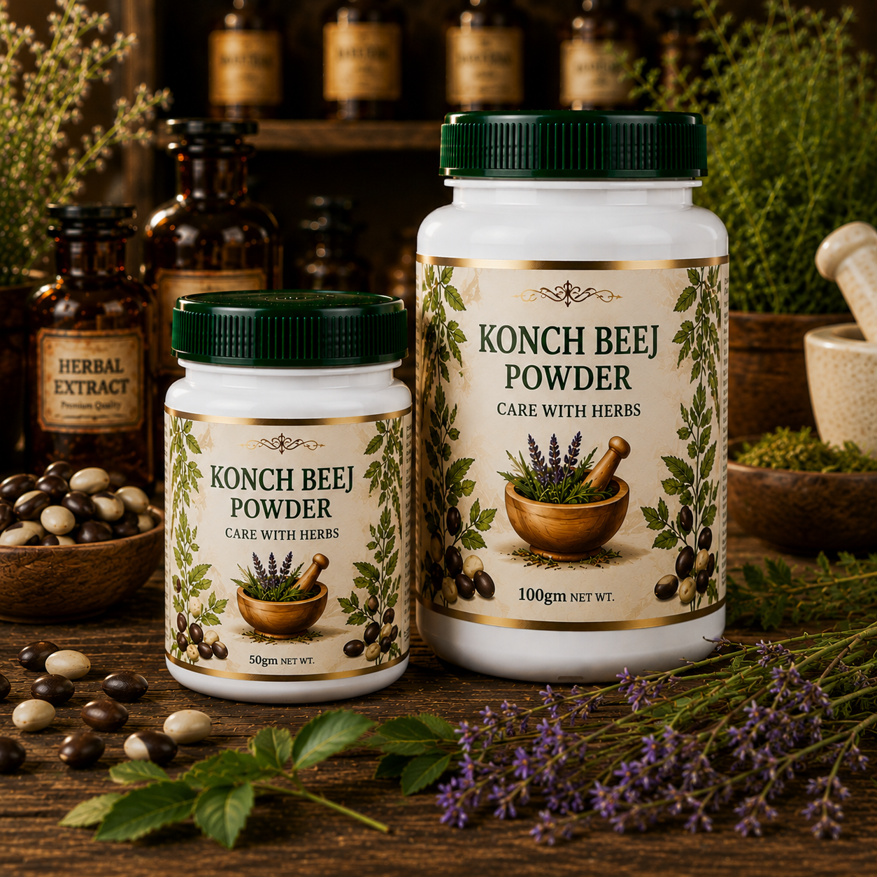 KONCH POWDER - CARE WITH HERBS - Mucuna pruriens